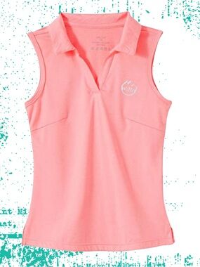 Willit Girls' Sleeveless Polo Tank Top - Bright Coral Pink - Sz XS